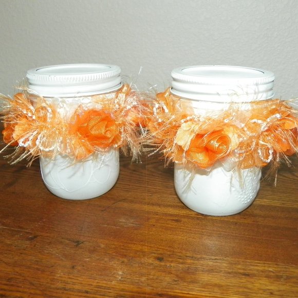 Handmade Other - 4 Wedding Party Table Decor Favor Orange Glass